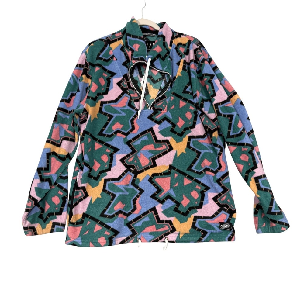 Empyre Jacket Mens XL Multicolor Fleece 1/4 Zip Geometric Pullover‎ Retro